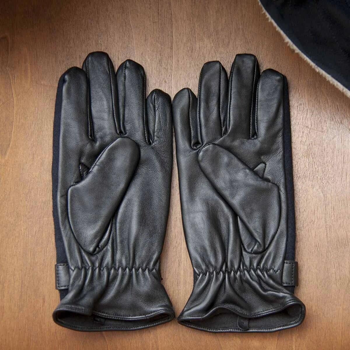 Gants en cuir et flanelle